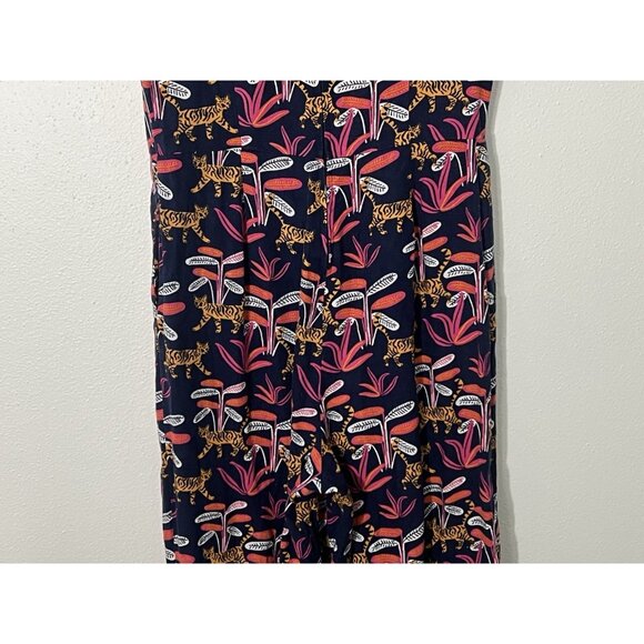 ModCloth Bold Notion Cat Jumpsuit Size Small Linen Blend Colorful - Picture 10 of 16